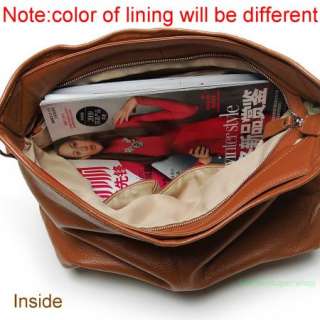 Brown Leather shoulder tote purse satchel bag handbag  