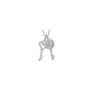   Diamond Double Key Pendant in Platinaire® 1/4 CT. T.W. ss word charms