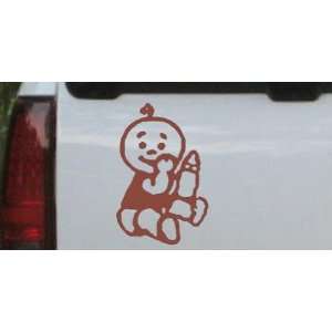 Brown 22in X 14.8in    Baby With Bottle Car Window Wall Laptop Decal 