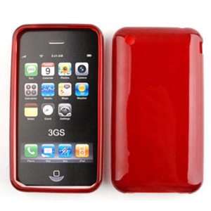  Apple iPhone 3G/3GS PU Skin, Transparent Dark Red Jelly 