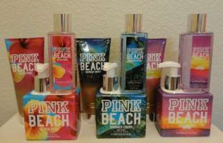 Victorias Secret PINK BEACH Body Lotion Mist 2 in 1 Wash & Scrub X 3 