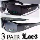 PAIR Mens Sports Sunglasses Black LOCS Lowrider Gangsta OG 9006 blk 