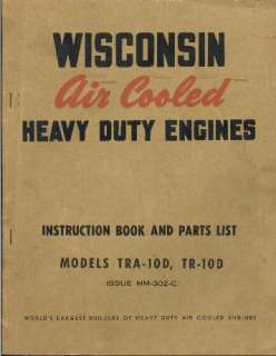 WISCONSIN ENGINE INSTRUCT PARTS MANUAL TRA 10D TR 1OD  