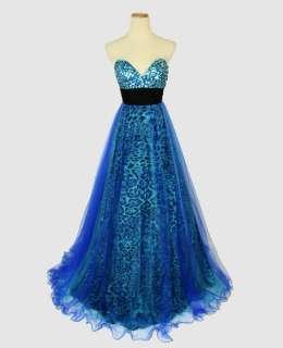 JOVANI Blue Leopard $500 Ball Prom Pageant Evening Gown NWT (Size 4, 6 