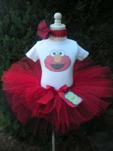 Birthday Elmo tutu set dress 12   24M 2T  5T 6Y  