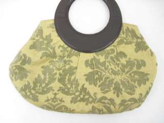 FAR NINE Green Gold Fabric Studded Handle Handbag  
