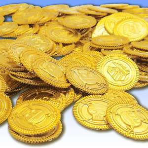 144 Plastic Party Prop 1.25 Gold Pirate Treasure Coins  