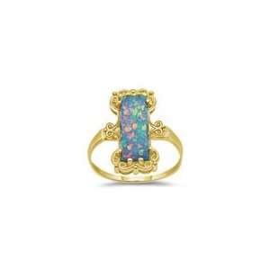   Created Opal Filigree Womens Ring in 14K Yellow Gold 7.5 Jewelry