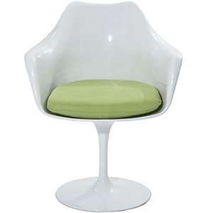  Eero Saarinen Style Tulip Arm Chair with Green Cushion 