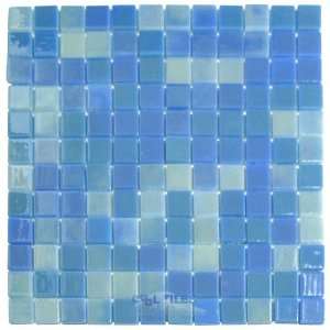 Lux collection 1 x 1 recycled glass tile on 12 3/8 x 12 3/8 meshed