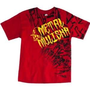 Metal Mulisha Unfair Youth Boys Short Sleeve Sports Wear Shirt   Red 