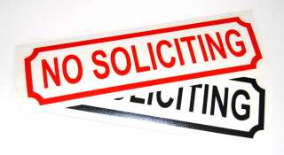 NO SOLICITING   DECAL SIGN STICKER BUSINESS RETAIL  