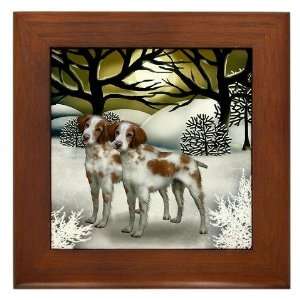  BRITTANY SPANIEL DOGS WINTER SUNSET Pets Framed Tile by 