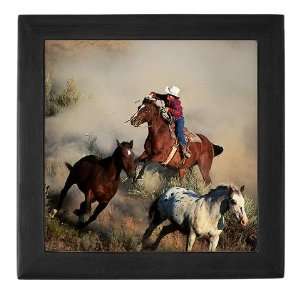 Cowboy Roping Wild Horses Keepsake Gift Box Western Keepsake Box by 
