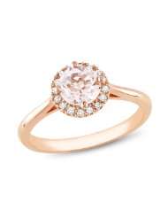 10k Pink Gold 4/5 CT TGW Morganite 1/10 CT TDW Diamond Fashion Ring (G 