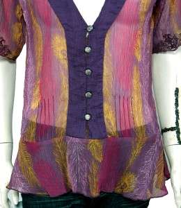 NEW $69 DKNY Jeans Printed Sheer tunic Top S 4  