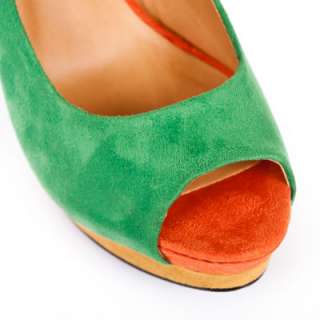   Multi Color Suede Peep Toe Sky High Platform Slender Heel Pump Sandal