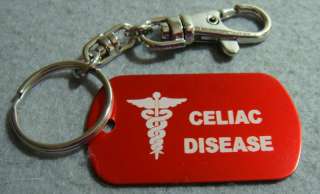 CELIAC DISEASE LASER ETCHED MEDICAL ID KEY CHAIN  