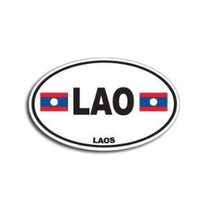  LAO   LAOS Country Auto Oval Flag   Window Bumper Sticker 