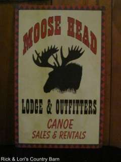 NEW LARGE VINTAGE MOOSE HEAD LODGE AND OUTFITTERS SIGN  
