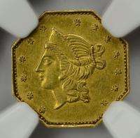 1853 Octagonal Liberty $1 NGC AU details * BG 530 * #3519035 002 