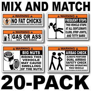 20 Pack Funny Warning Stickers 4x4 F350 Powerstroke  