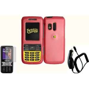 Hot Pink Hard Case Cover+LCD Screen Protector+Car Charger for Samsung 