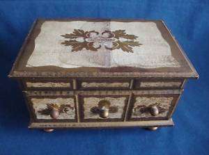 Vintage Made in Japan Wood Gilt Jewelry Music Box  