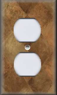   Switch Plate Cover   Wall Decor   Tuscan Tones Block   Rustic Brown