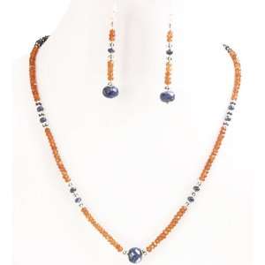   & Faceted Sapphire Beaded Necklace with Free Earrings Jewelry