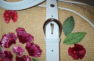 So Pretty Christian Dior Straw Flowers Purse Bag Tote  