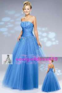 Stock Blue Prom/Ball Dress/Gown Size6 8 10 12 14 16  