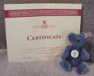 Steiff Club Gift 1998 Blue Teddy Bear NIB Button Tags  