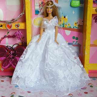 New Princess Wedding Clothes Party Dress Gown for Barbie doll 014YO 