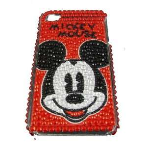  Mickey Mouse Red Crystal & Rhinestone Iphone 4 Case ships with FREE 