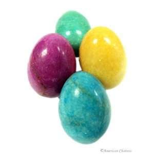  Set of 4 Heavy Stone Easter Eggs   Assorted Colors