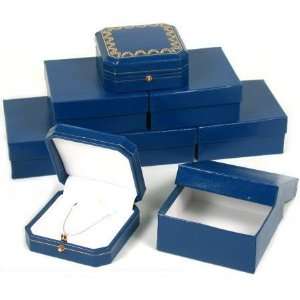   Blue Leather Pendant Boxes Push Button Gift Displays