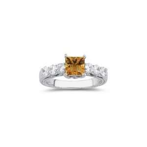   83 Ct Diamond & 0.89 Cts Citrine Ring in 18K White Gold 8.0 Jewelry