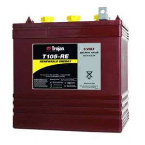 Trojan T 105RE CR 225 6V 225Ah GC2 Deep Cycle Battery  