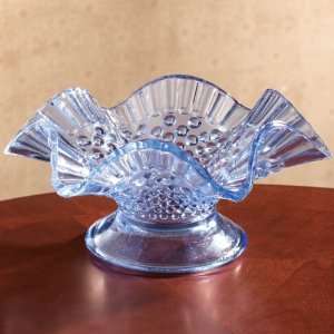  Ice Blue Glass Hobnail Fluted Bowl