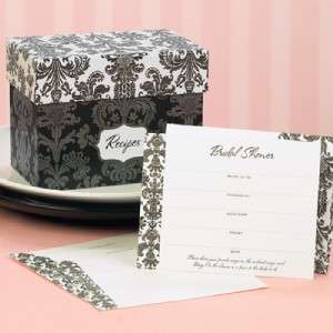 Damask Recipe Box Bridal Shower 25 Invitations Set  