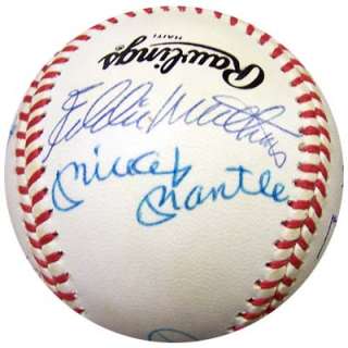 500 HR Club Autographed NL Baseball (9 Signatures) Mantle Mays Aaron 