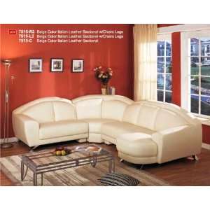  Beige Color Italian Leather Sectional