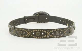Gianni Versace Black Leather & Brass Studded Belt Size 100/40  