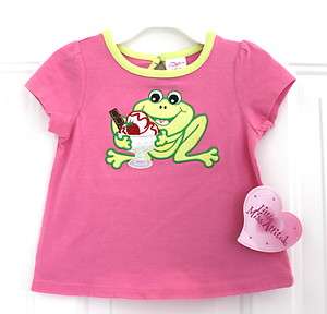 LITTLE MISS ATTITUDE PINK T SHIRT WITH GREEN FROG 9M NWT  