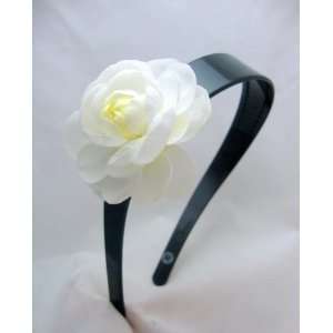  White Flower Black Headband 