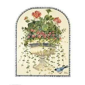  Geraniums And Vinca    Print