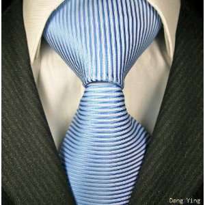   Tie,Deng Ying Blue /White Necktie,100% Silk Necktie 