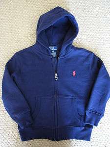 NWT Polo Ralph Lauren Sweatshirt Hoodie Jacket Zip Fleece Navy Blue 