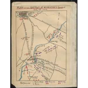 Civil War Map Plan of the Battle of Monocacy, Maryland, July 9th, 1864 